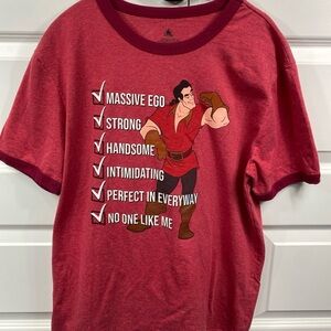 Disney Parks Beauty & Beast Gaston Perfect in Every Way Checklist Mens T-shirt M